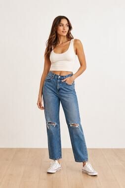 Vibe & Rant Women's Light Wash Distressed Jeans Size 9 W29 High Rise Mom Denim